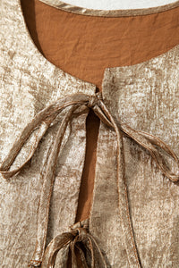 Gold Metallic Tied Front Babydoll Blouse