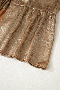 Gold Metallic Tied Front Babydoll Blouse