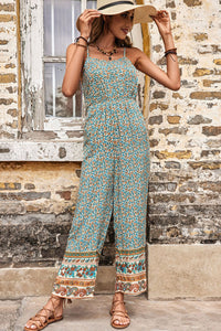 Perfee Bohemian Spaghetti Strap Low Back Jumpsuit